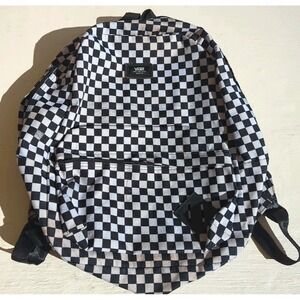 Vans Checkerboard Backpack Black White Classic Design Spacious School Travel Bag